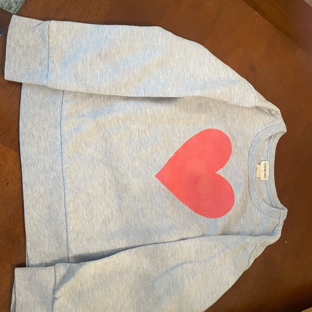 Crewcuts Light Gray Kids Sweater with Red Heart